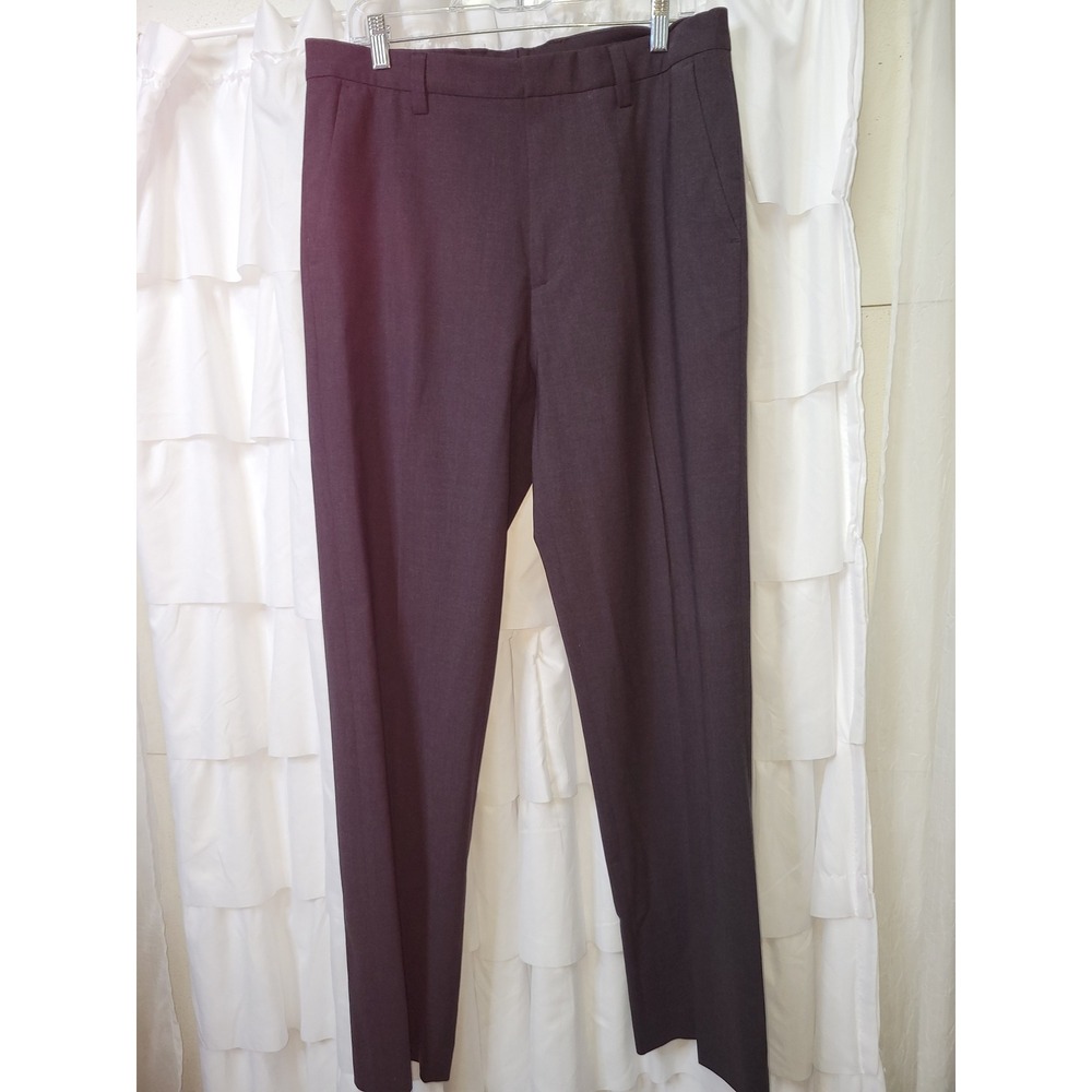Banana Republic Dawson Mens Dress Pants 34x34 Dark Gray Wool Blend Flat Fro 1318